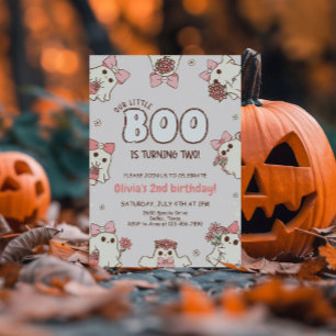 Convites Um Bebê Spooky Retro Halloween Segundo Aniversário