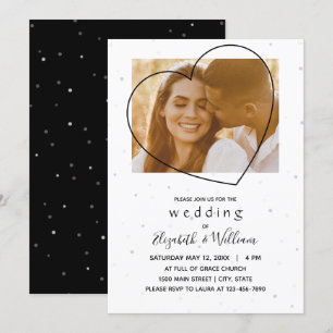 Convites Um Belo Casamento Elegante De Linha De Coração Fot
