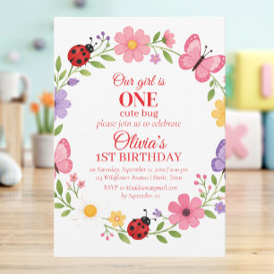 Convites UM Bicho Fofo Aniversário de 1 ano da Joaninha