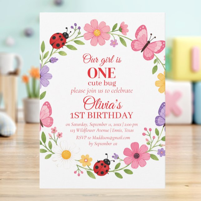 Convites UM Bicho Fofo Aniversário de 1 ano da Joaninha (Criador carregado)