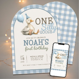 Convites Um Bobo ganha o arco de primeiro aniversario azul 