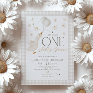 Convites Um Bobo ganha primeiro aniversario neutro Beige Gi