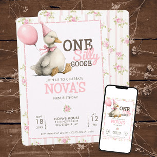 Convites Um Bobo ganha primeiro aniversario Pink de Pastel 