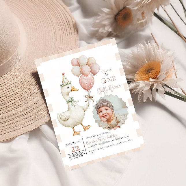 Convites Um Bobo ganso primeiro aniversario bebê (Criador carregado)