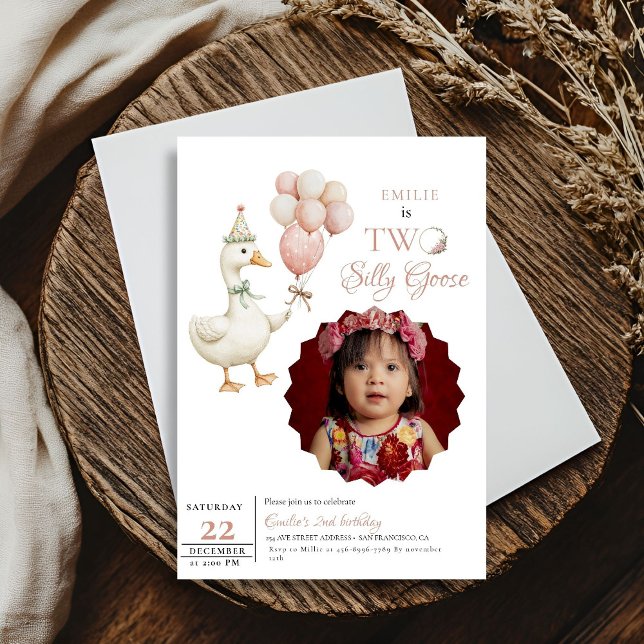 Convites Um Bobo ganso segundo aniversário bebê (Criador carregado)