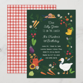 Convites Um Bobo Goose Farmer Garden Tema Verde Aniversário