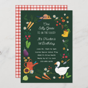 Convites Um Bobo Goose Farmer Garden Tema Verde Aniversário