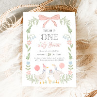 Um Bobo Goose  - primeiro aniversario Floral Rosa