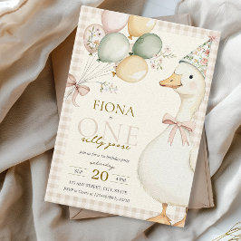 Convites Um Bobo Goose Watercolor primeiro aniversario Ging