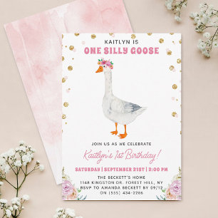 Convites Um Bobo primeiro aniversario de garotas gansas