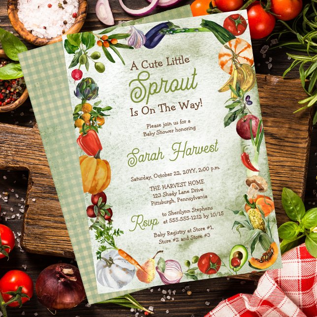 Convites Um Bocinho Bonito Está A Caminho Do Chá de fraldas ("A Cute Little Sprout Is On The Way!" Baby Shower Invitations - Print | Digital Download)