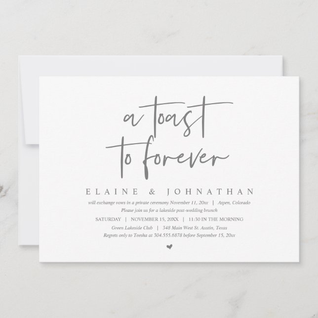 Convites Um brinde a Forever, Festa de Elopement Brunch (Frente)