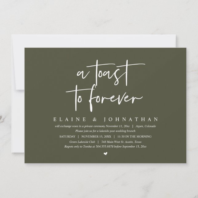 Convites Um brinde a Forever, Festa de Elopement Brunch (Frente)