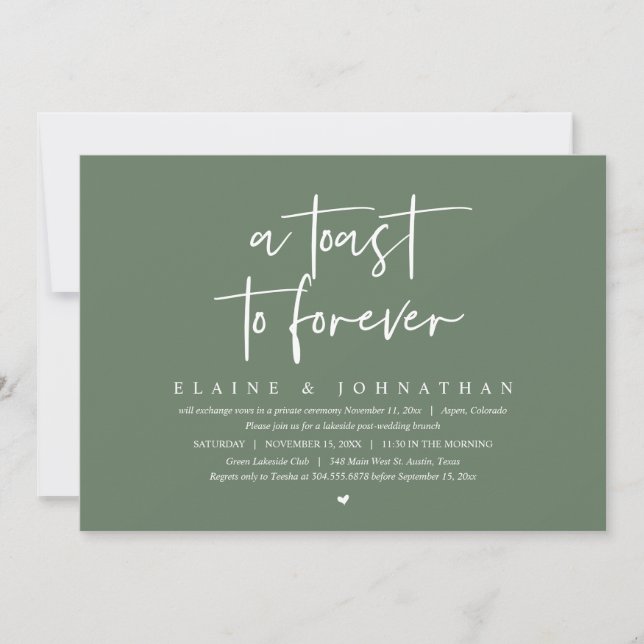 Convites Um brinde a Forever, Festa de Elopement Brunch (Frente)