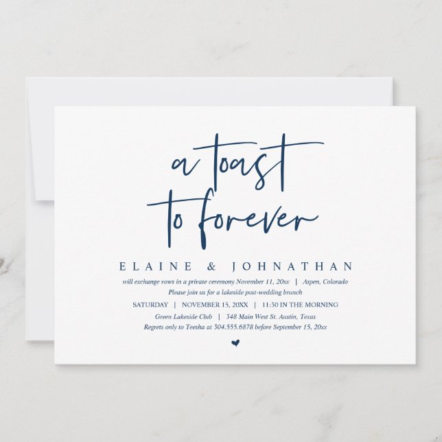 Convites Um brinde a Forever, Festa de Elopement Brunch (Frente)