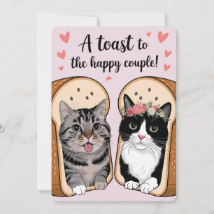 Convites Um Brinde Ao Feliz Casal Gato de Casamento Engraça