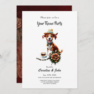 Convites Um cachorro de desenho animado feliz num chapéu de