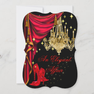 Convites Um Candelabro de Aniversário Vermelho Dourado Eleg