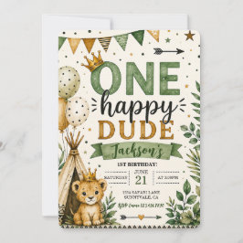 Convites Um Cara Feliz Aniversário de 1 Ano Boho Selvagem
