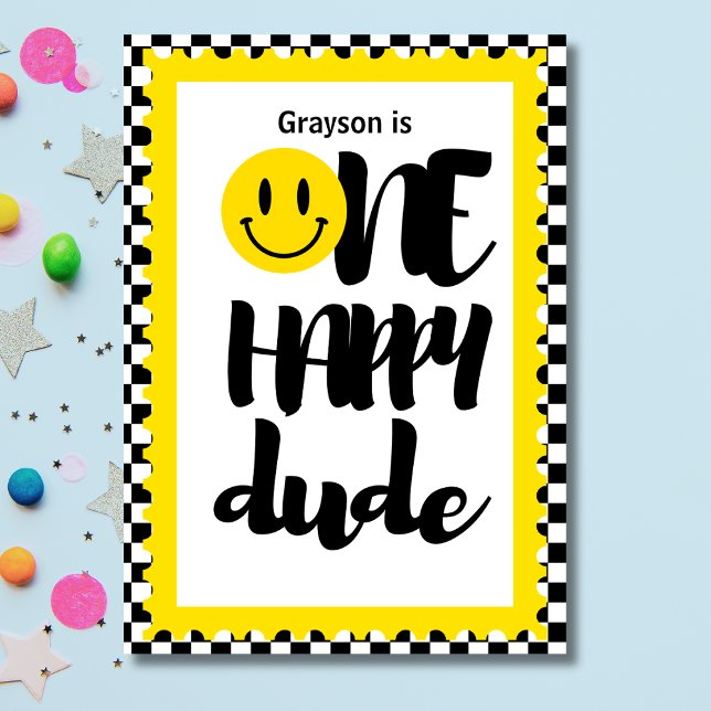 Convites Um cara feliz, primeira Festa de aniversário (Criador carregado)