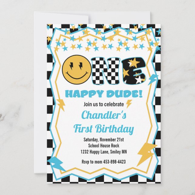 Convites Um Cara Feliz - Rock Star (Frente)