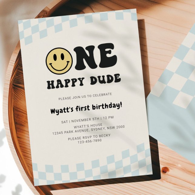 Convites Um Cara Feliz Sorriso de 1º Aniversário (Criador carregado)