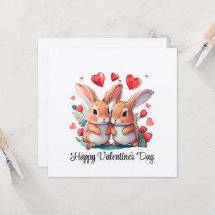 Convites Um casal de coelhos engraçados de aquarela