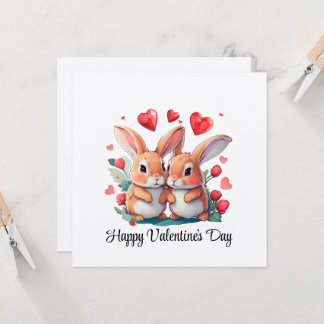 Convites Um casal de coelhos engraçados de aquarela