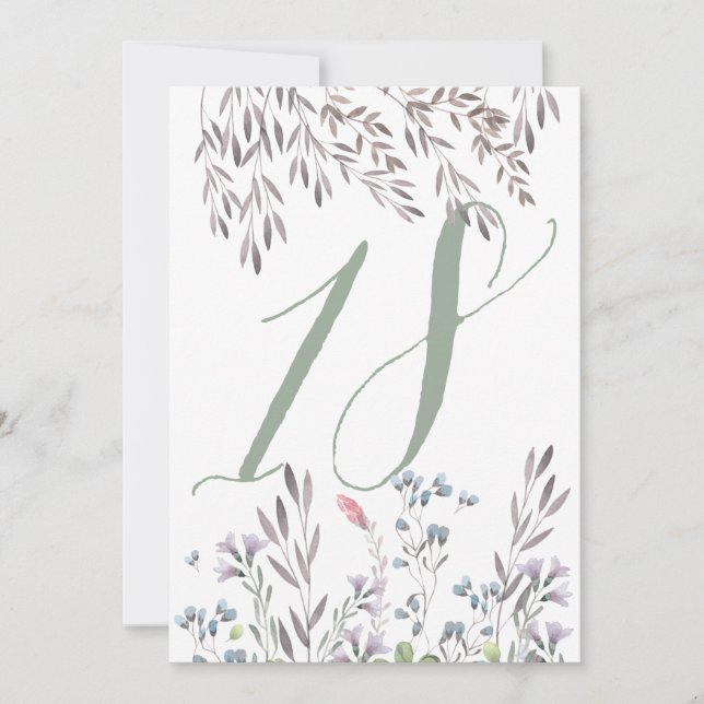 Convites Um Casamento de Flores Silvestres Mesa No. 18 Dupl (Frente)
