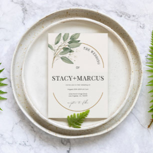 Convites Um casamento verde e Dourado com sotaque Dourado