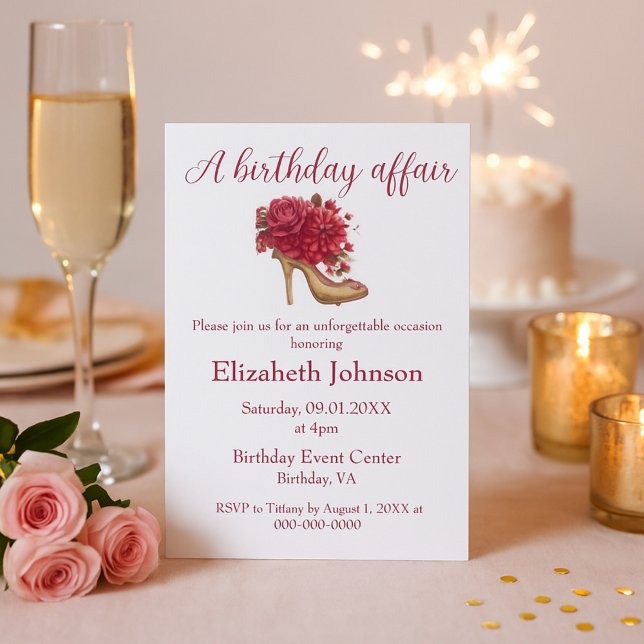 Convites Um caso de aniversário de saltos altos (Criador carregado)