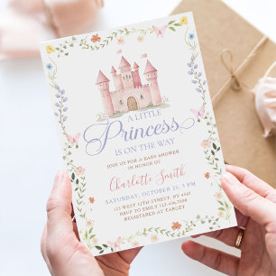 Convites Um Castelo de Princesa Floral Churrasco de Bebê
