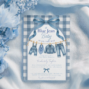 Convites Um Chá de Bebê em Jeans Azul Menino