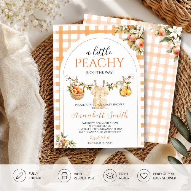 Convites Um Chá de Bebê PEACHY (Criador carregado)