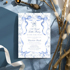 Convites Um Chá de fraldas Azul De Urso De Bebê Doce