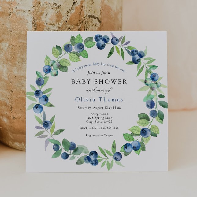 Convites Um Chá de fraldas Berry Sweet Blueberry (Criador carregado)
