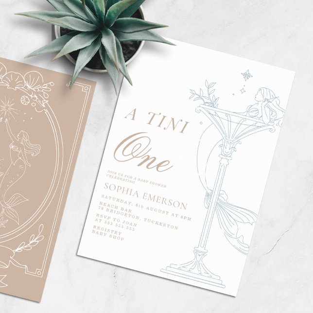 Convites Um Chá de fraldas Costeiro Moderno Tini One (Criador carregado)