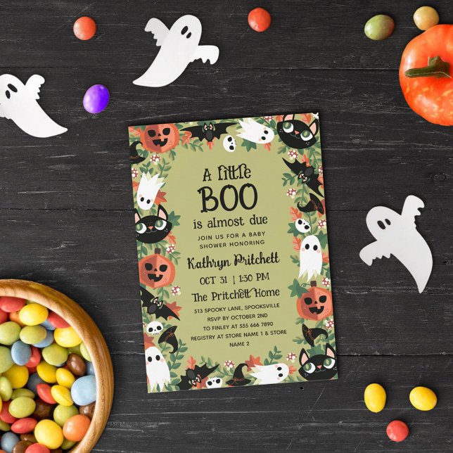 Convites Um Chá de fraldas De Azeitona De Boo Halloween (Criador carregado)