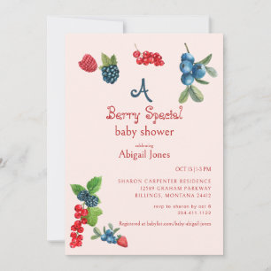 Convites Um Chá de fraldas de Blush Especial Berry