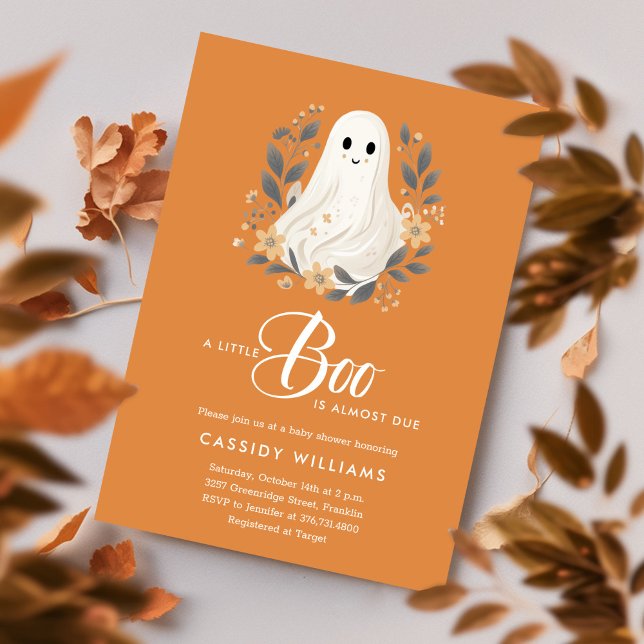 Convites Um Chá de fraldas de Boo Boho Ghost Halloween (Criador carregado)