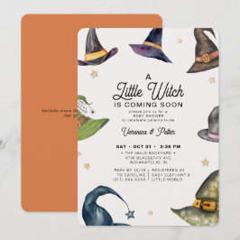 Convites Um Chá de fraldas de bruxaria laranja no Dia das B