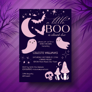 Convites Um chá de fraldas de Halloween cor-de-rosa