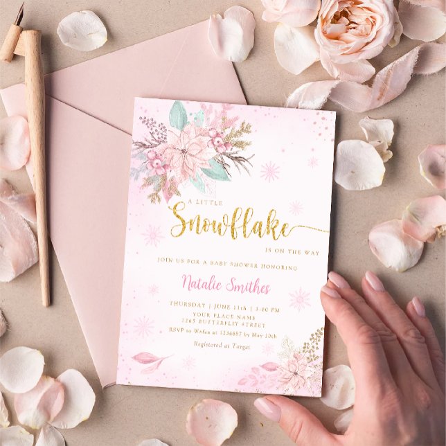 Convites Um Chá de fraldas de inverno com floco de neve (Criador carregado)