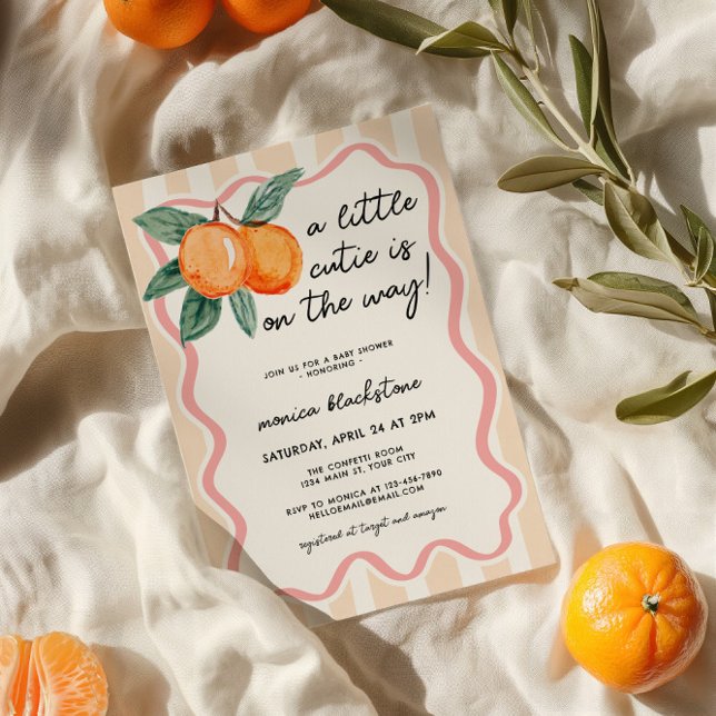 Convites Um Chá de fraldas De Meninas Whimsical (A Little Cutie Girls Baby Shower Invite)