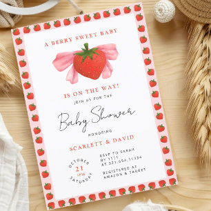 Convites Um Chá de fraldas de Na moda de Garota Berry Sweet