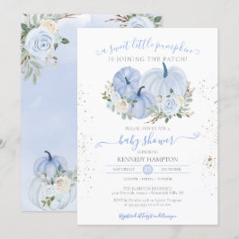 Convites Um Chá de fraldas De Uma Menina Azul De Pumpkin