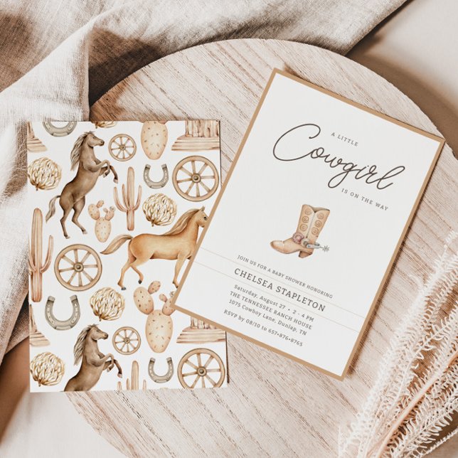 Convites Um Chá de fraldas do Rodeio Ocidental para Garota (Criador carregado)