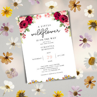 Convites Um chá de fraldas floral elegante de flor silvestr