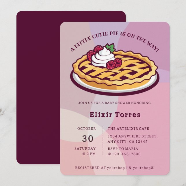 Convites Um Chá de fraldas Mínimo Roxo Pequeno (Frente/Verso)