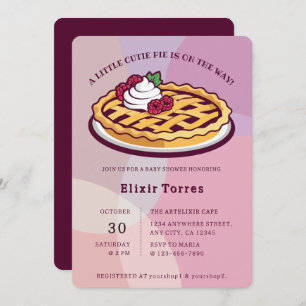 Convites Um Chá de fraldas Mínimo Roxo Pequeno